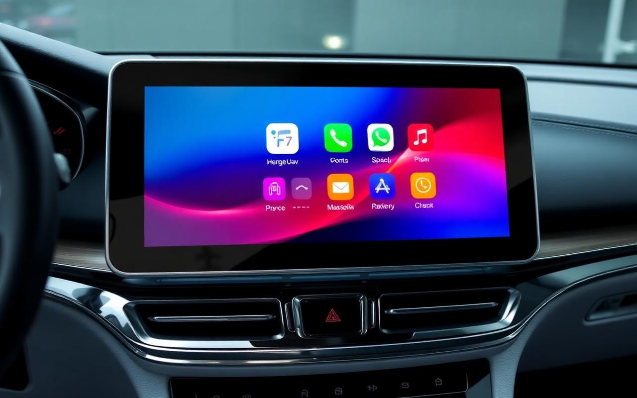 Android infotainment screen with Apple CarPlay installed in car dashboard UAE