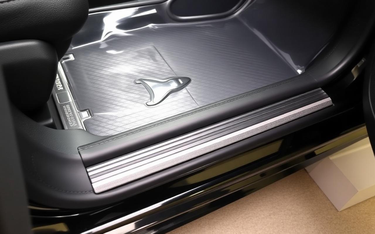Laminated car floor mats with 3M tape protection at ALWAFI UAE