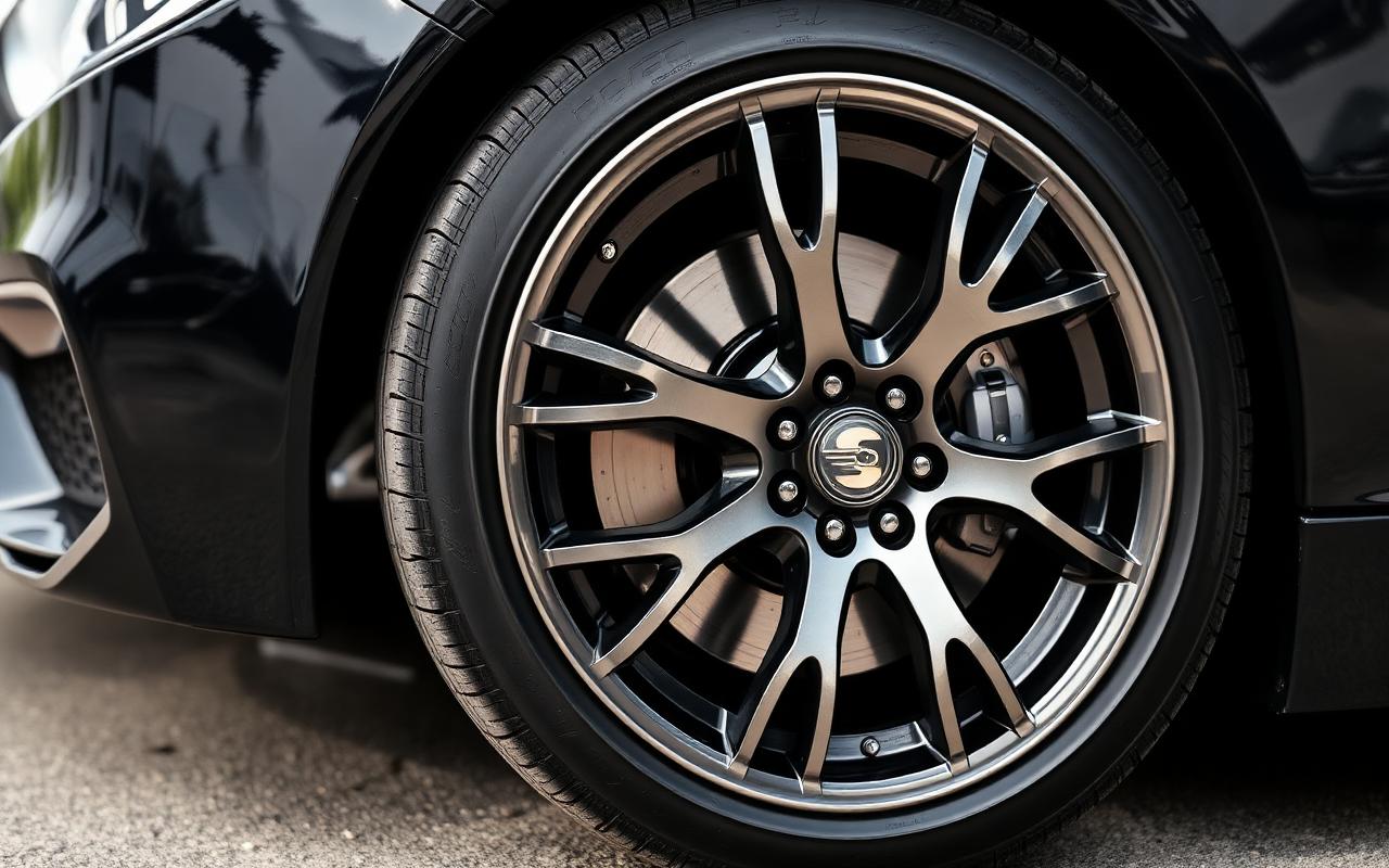 Custom refinished alloy wheels on luxury car in UAE
